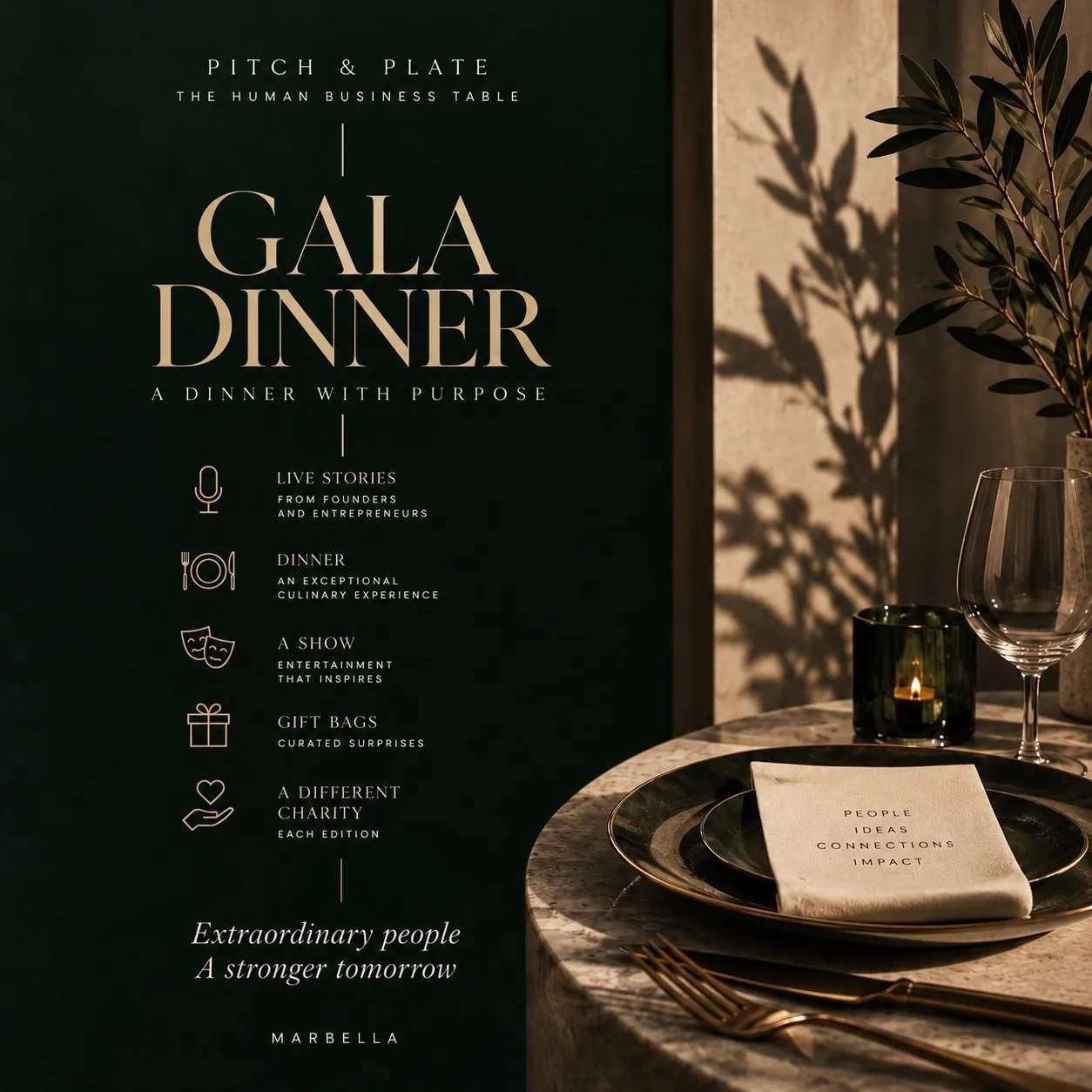 Pitch & Plate Gala Dinner Signature Concept