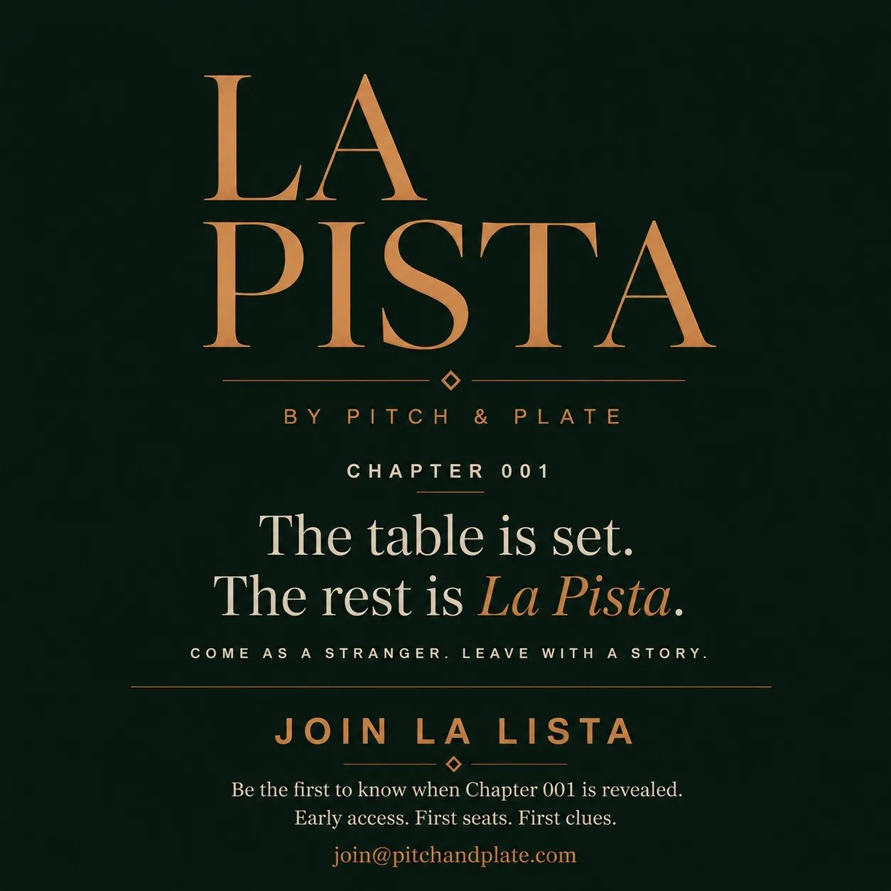 Pitch & Plate La Pista Signature Concept