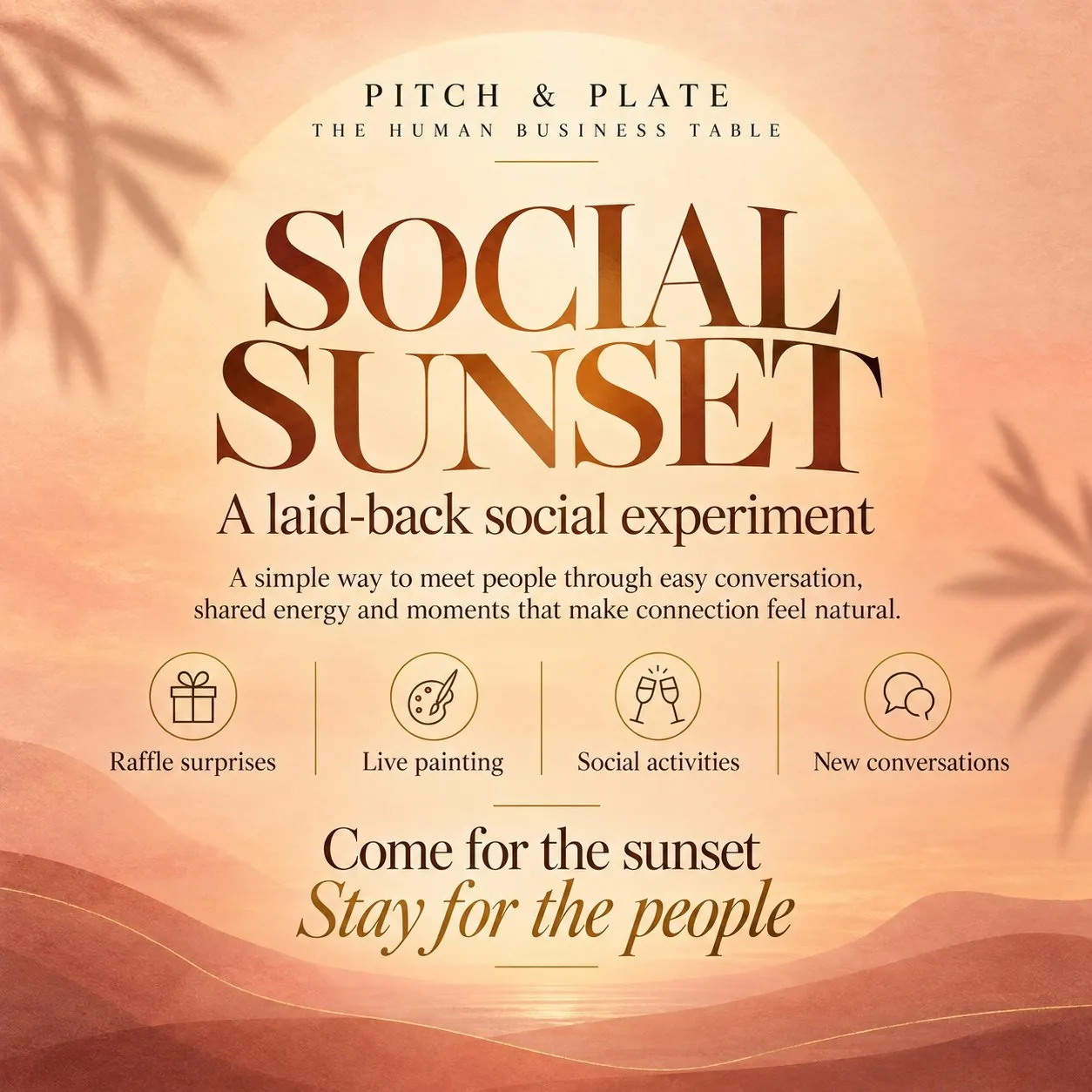 Pitch & Plate Social Sunset Signature Concept