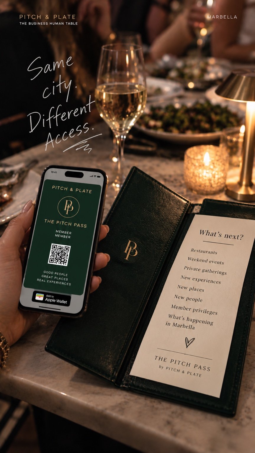 Pitch Pass used to discover restaurants events gatherings and new experiences